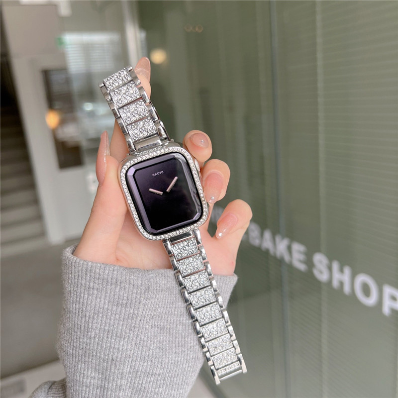 Apple Watch キラキラ カバー＋バンド シルバー38mm - 金属ベルト